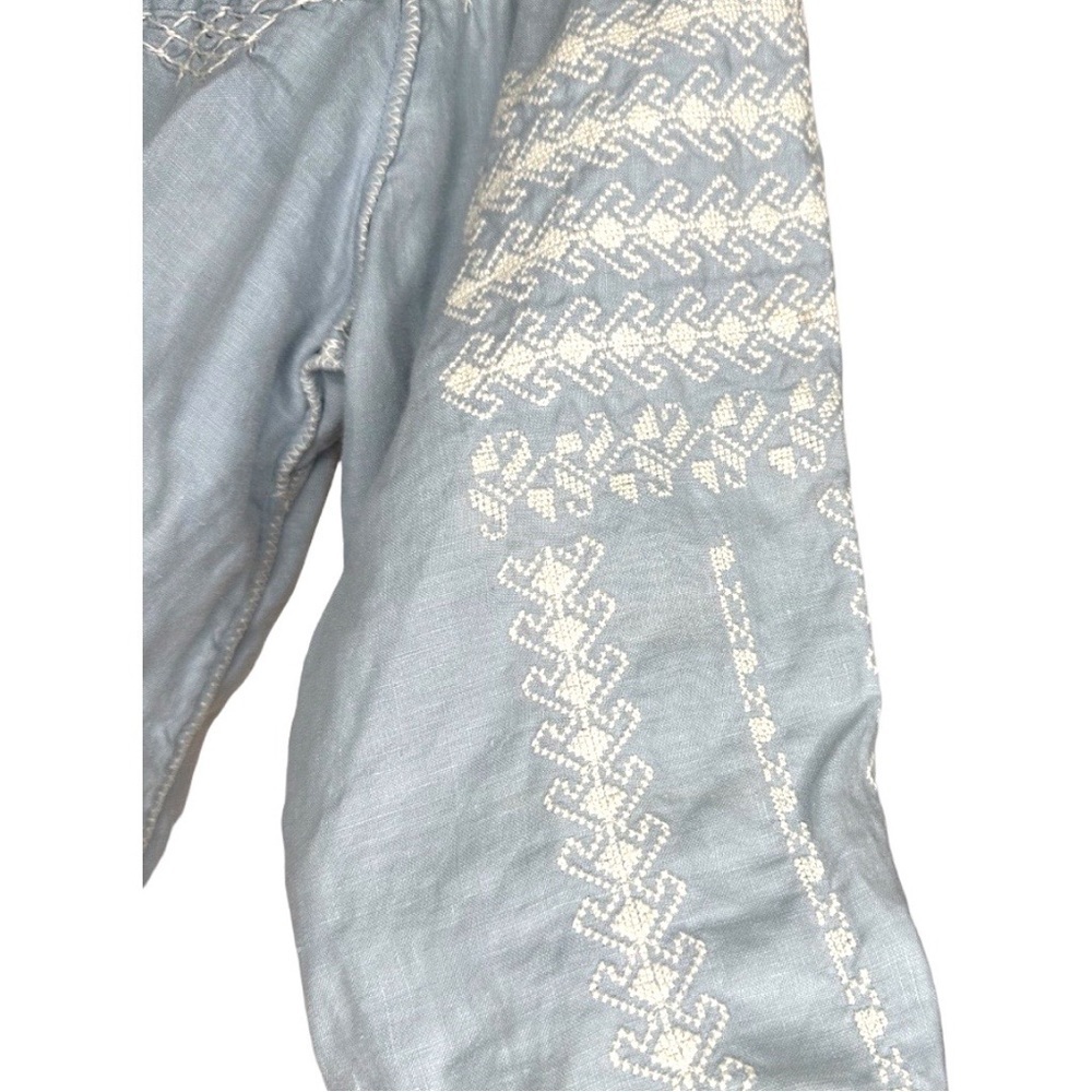 Calypso St. Barth Embroidered Chambray Blouse Small Boho Chic - Picture 6 of 8